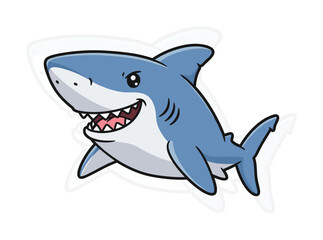 Cute Cartoon Shark Mascot Vector Illustration, Playful Marine Animal Graphic