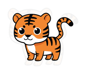 Cute Chibi Tiger Mascot Vector Illustration, Playful Cartoon Animal Graphic