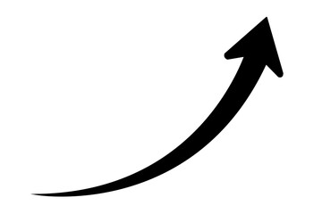 black curve arrow graph on transparent background. flat style. arrow icon for your web site design, logo, app, UI. arrow indicated the direction symbol. curved arrow sign