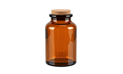 Amber apothecary jar with cork top sharp texture and edges isolated on transparent background  Generative AI