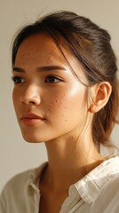 Closeup Portrait of a Young Woman with Glowing Skin