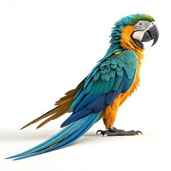 Obraz premium A 3D rendered full body macaw with exaggerated bright feathers.