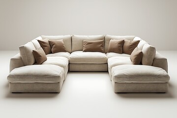 Elegant modular couch with plush cushions high resolution photo