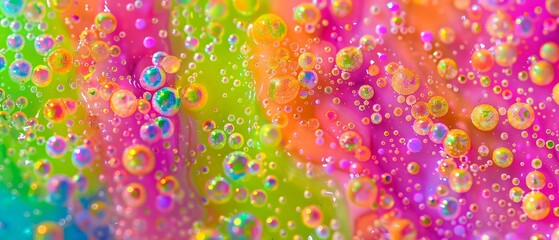 Abstract textured neon background transparent slime with particles inside. Macro of kids toy slime