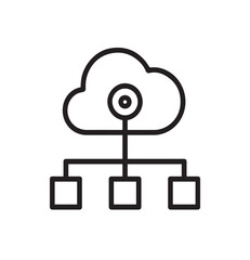 Minimalist Monochrome Cloud Architecture Wireframe – Abstract Geometric Line Art Illustration