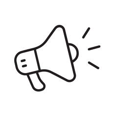 Minimalist Black and White Megaphone – Stylized Flat Design Sketch with Clean Lines and Bold Graphic Style
