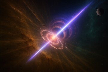 Gamma Burst Across Dust Field with Fragmented Rings and Planet Edge in Bright Flare

