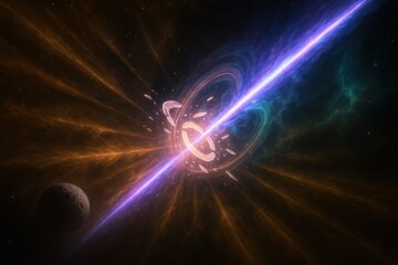 Gamma Burst Piercing Dust Veil with Broken Rings and Planet Shadow in Turbulent Glow

