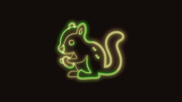 Chipmunk Icon Neon Seamless Loop 4K (Black Background) | Animated Promotional Typography for Video Editing