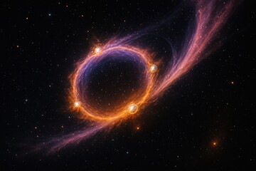Supernova Ring Field with Three Light Cores and Flowing Dust Wave in Space

