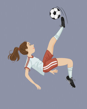 Illustration of a female athlete performing a soccer kick