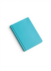 Fototapeta premium Aqua blue closed notebook isolated on white. book mockup. 