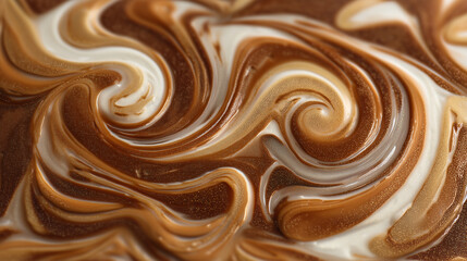 Chocolate and vanilla marble swirl dessert texture background