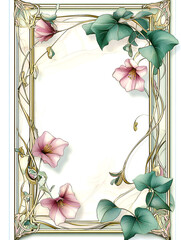 Template for greeting card, template for label, template for invitation, template for theater ticket, flowers frame style art nouveau