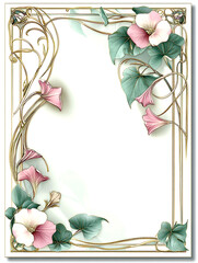 Template for greeting card, template for label, template for invitation, template for theater ticket, flowers frame style art nouveau