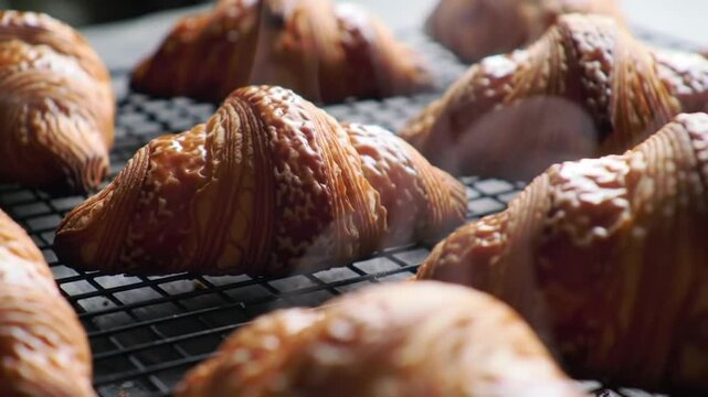 Golden Brown Croissants Freshly Baked Pastry Perfection