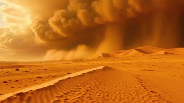 desert landscape with a dust storm slowly approaching. 4k video
