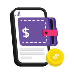 Fototapeta premium Mobile Wallet Vector style icon. Eps 10 file