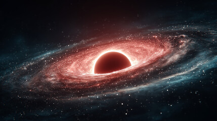 Neon cosmic vortex with glowing center, a surreal dance of pink and blue energy in deep space series