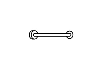 A simple line drawing of a towel bar with two circular mounts on a plain white background image view