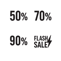 Obraz premium Silhouette Discount Icons with Bold Percentages