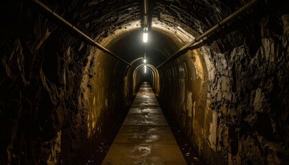 Obraz premium Dark Mysterious Cave Hallway with Echoing Sounds and Shadows