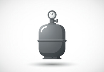 Obraz premium Illustration of a gray pressure tank with a gauge on top against a white background in a studio shot
