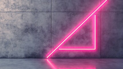 Neon pink triangle on gray wall
