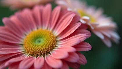 Delicate pink daisies with vibrant yellow centers