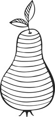 Pear outline PNG, contour stylized hand drawn fruits