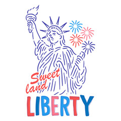 Retro 4th of July Vintage Style American Independence Day Design – Patriotic Red White Blue Stars and Stripes Illustration