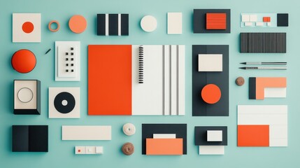 Flat lay design mockup of stationery and office supplies