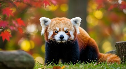 Fototapeta premium 紅葉の妖精、見つめる瞳