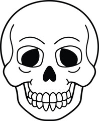 Human Skull Line Art Vector – Creepy Halloween Skeleton Illustration