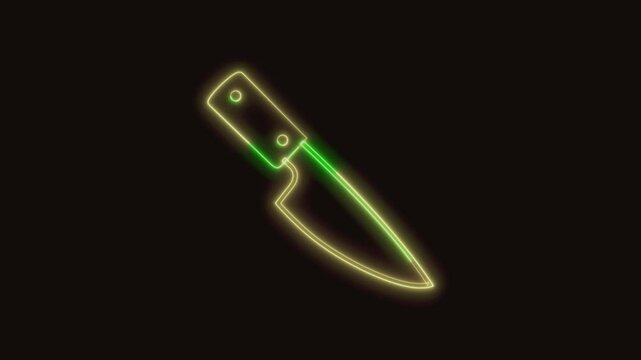 Kitchen Knife Icon Neon Seamless Loop 4K (Black Background) | Animated Promotional Typography for Video Editing