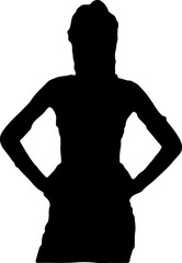 Silhouette of a young woman in a yoga pose, a graceful black body illustration