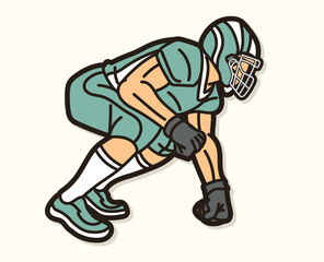 American Football Player Action Cartoon Sport Graphic Vector