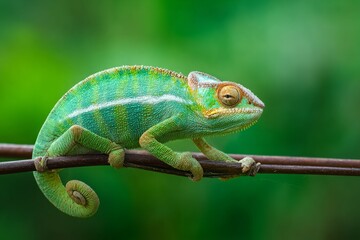 Obraz premium Vibrant Green Chameleon on Branch