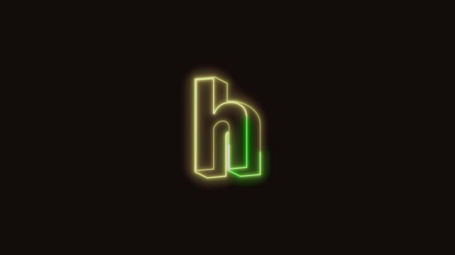 Alphabet h Neon Text Seamless Loop 4K (Black Background) | Animated Promotional Typography for Video Editing