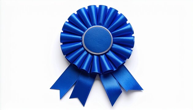 blue ribbon rosette on white
