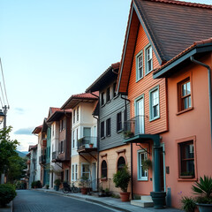 Fototapeta premium unique street of houses