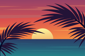 palm trees on sunset