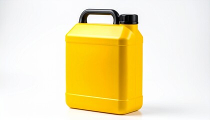 yellow oil can on white