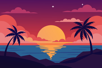 Obraz premium tropical beach with palm trees