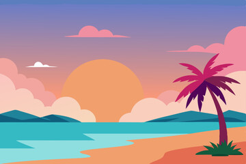 Obraz premium tropical beach with palm trees