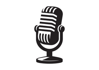 Recording Microphone Silhouette Vector, Recording  Microphone Icon