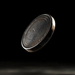 Balance of Fortune: Isolated Coin Captured Mid-Air