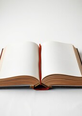 Obraz premium Vintage open book with blank pages on white background for mockup template and creative text space. book mockup. 