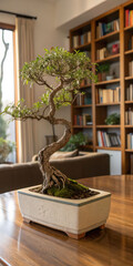 living room with tree