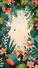 Flower frame for adding text Created with Generative AI technology